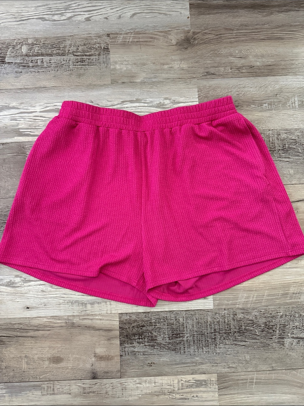 Women's Hot Pink Athletic Knit Shorts with Elastic Waist